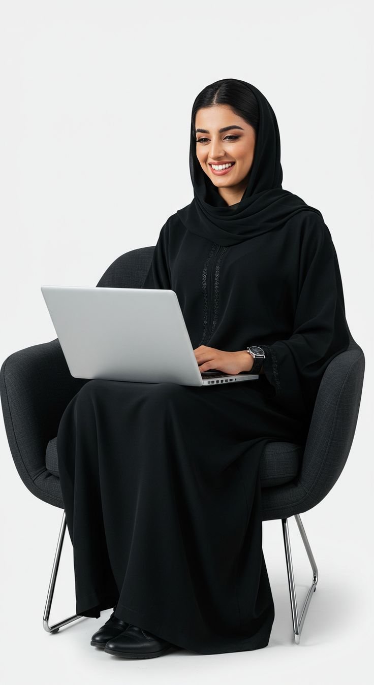 طالبة تدرس عن بعد مع طويق للاستشارات التعليمية